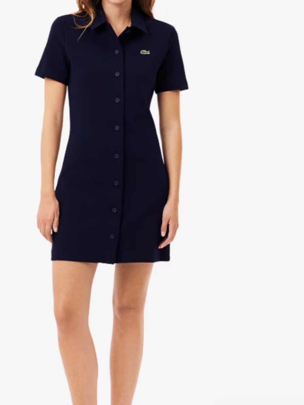 Lacoste Mini Stretch Pique Buttoned Polo Dress Blue 42 or XL